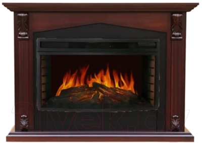 Каминокомплект Смолком Praga FS33/FS33W + Dioramic 33W LED FX (махагон коричневый антик/черный)
