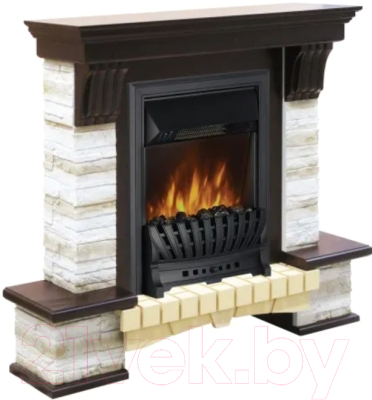 Каминокомплект Смолком Stone Montebello + Aspen Black (махагон коричневый антик)- фото2