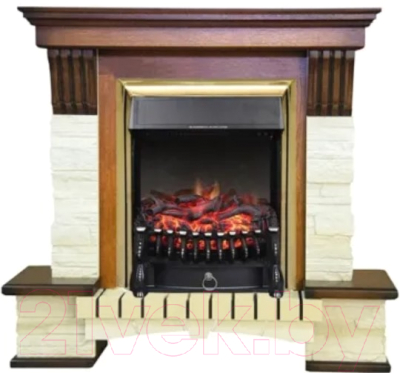 Каминокомплект Смолком Stone Montebello + Fobos FXM Brass BLT-999B-5M(BR) (дуб антик)- фото