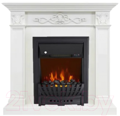 Каминокомплект Смолком Verona Corner + Aspen Black (белый дуб/патина золото)