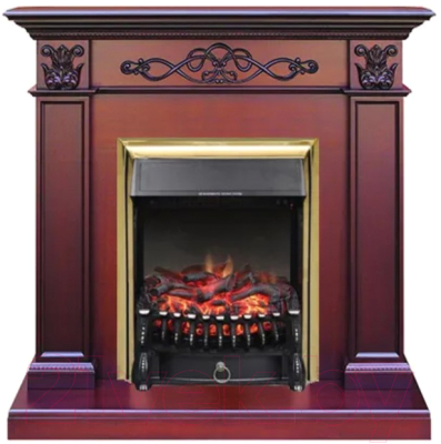 Каминокомплект Смолком Verona + Fobos FXM Brass BLT-999B-5M(BR) (махагон коричневый антик)- фото