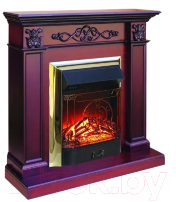 Каминокомплект Смолком Verona + Majestic FXM Brass BLT-999А-3M(BR) (махагон коричневый антик)- фото3