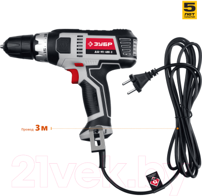 Дрель-шуруповерт Зубр ДШ-М1-400-2- фото4