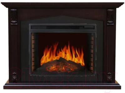 Каминокомплект Смолком Praga FS33/FS33W + Dioramic 33 LED FX Венге (шпон красное дерево/черный)
