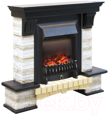 Каминокомплект Смолком Stone Montebello + Fobos-s LUX BL LT (темный орех)- фото2