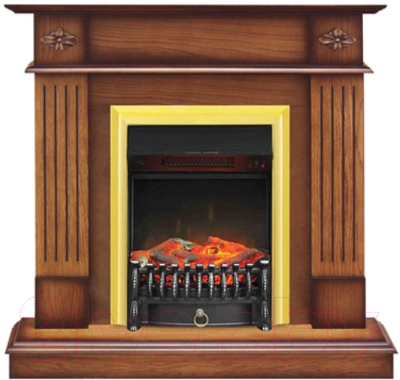 Каминокомплект Смолком Brighton + Fobos FXM Brass BLT-999B-5M(BR) (дуб антик)- фото