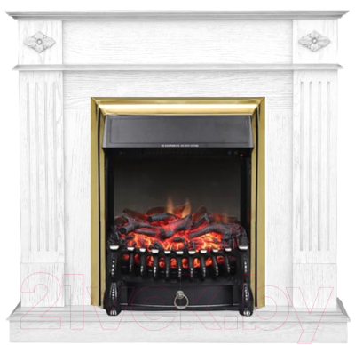 Каминокомплект Смолком Brighton Corner + Fobos FXM Brass BLT-999B-5M(BR) (бьянко белый)