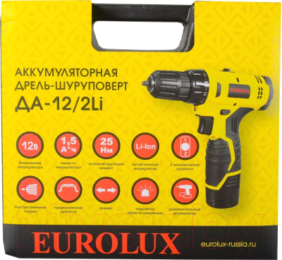 Аккумуляторная дрель-шуруповерт EUROLUX ДА-12/2Li (72/14/38)- фото9