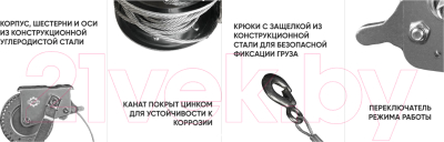 Лебедка ручная Gearsen FD / GFDK 0510 (0.5т, 10м)- фото3