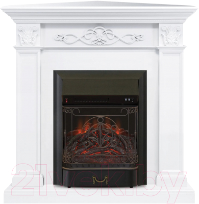 Каминокомплект Смолком Verona Corner STD-ASP + Fobos-S LUX BL LT (бьянко белый)