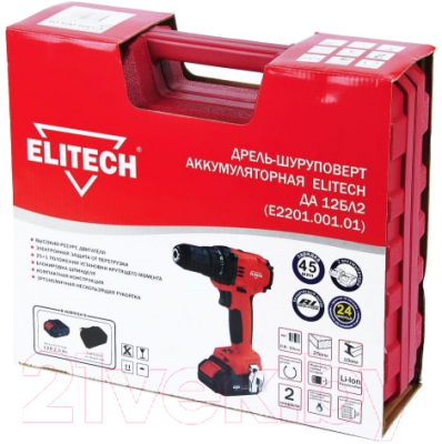 Аккумуляторная дрель-шуруповерт Elitech ДА 12БЛ2 (Е2201.001.01)- фото6