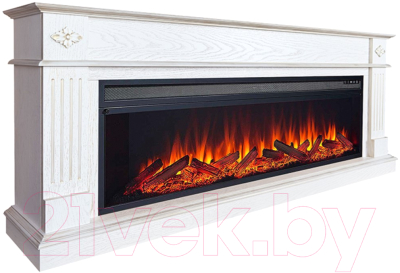 Каминокомплект Смолком Brighton V60 + Vision 60 LOG LED (белый дуб/патина золото)- фото2