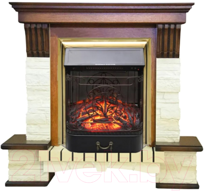Каминокомплект Смолком Stone Montebello Corner + Majestic FXM Brass BLT-999А-3M(BR) (дуб антик)- фото2