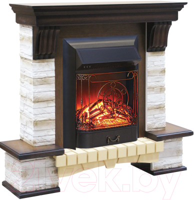 Каминокомплект Смолком Stone Montebello Corner + Majestic-s Lux BL LT (дуб антик)- фото