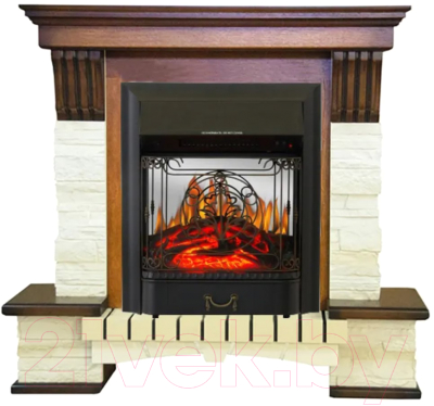 Каминокомплект Смолком Stone Montebello Corner + Majestic-s Lux BL LT (дуб антик)- фото3