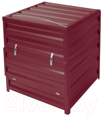 Компостер Формула качества Оцинкованный с крышкой 1000x1000x1000 R3005C (винно-красный)- фото