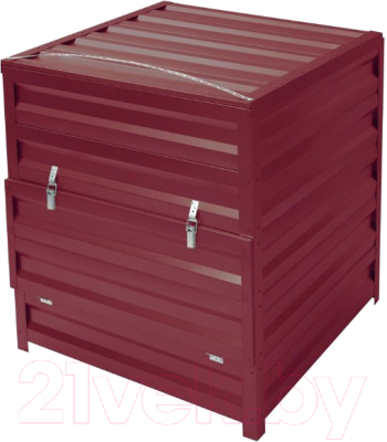 Компостер Формула качества Оцинкованный с крышкой 1500x1500x1000 R3005C (винно-красный)- фото