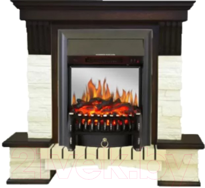 Каминокомплект Смолком Stone Montebello Corner + Fobos-s Lux BL LT (темный орех)