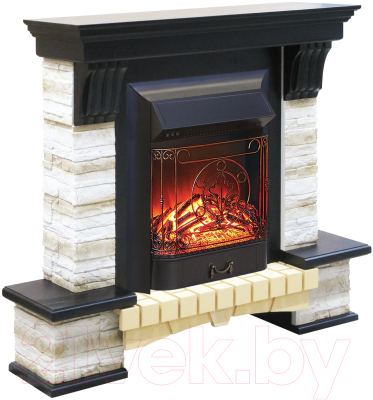 Каминокомплект Смолком Stone Montebello Corner + Majestic-s Lux BL LT (темный орех)- фото