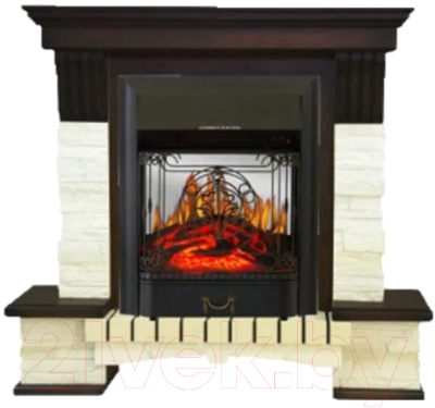 Каминокомплект Смолком Stone Montebello Corner + Majestic-s Lux BL LT (темный орех)- фото2