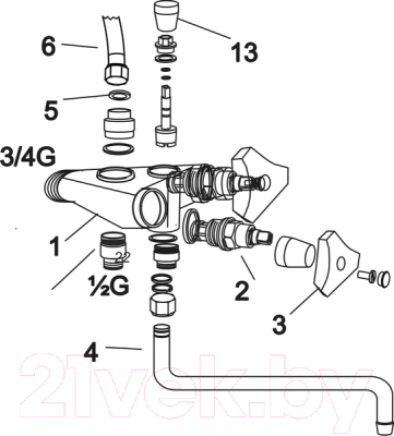 Смеситель для колонки водогрейной Ermak КВ- фото3
