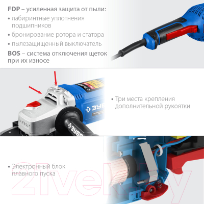 Угловая шлифовальная машина Зубр УШМ-П230-2200 П- фото8