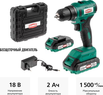 Аккумуляторная дрель-шуруповерт Hammer Flex ACD18BL- фото2
