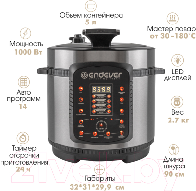 Мультиварка-скороварка Endever Vita-99 (черный/сталь)- фото3