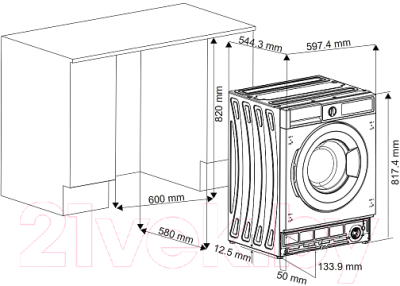 Стирально-сушильная машина встраиваемая Korting KWDI 12V75- фото4