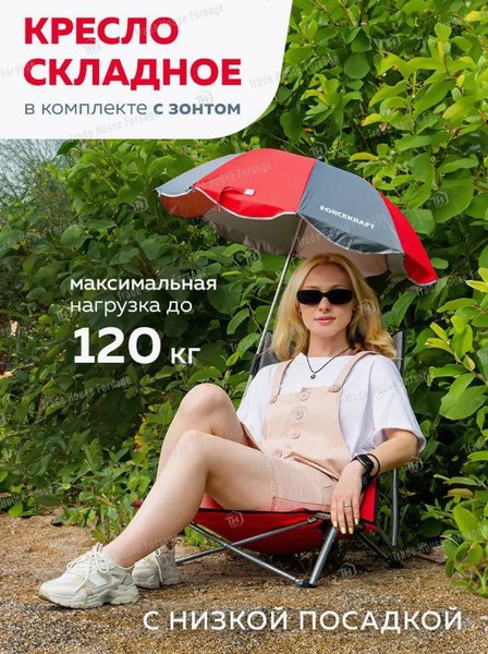 Кресло складное ForceKraft С зонтом садовым / FK-SP-137Z- фото9