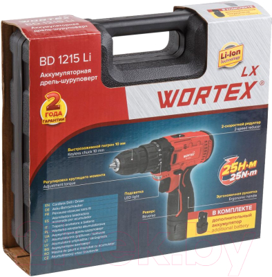 Аккумуляторная дрель-шуруповерт Wortex BD 1215 Li (0329353)- фото9