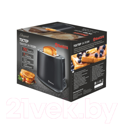 Тостер Sakura SA-7612BK- фото2