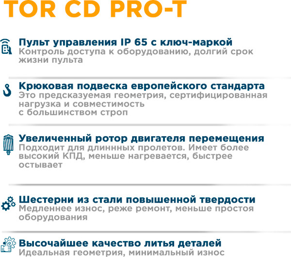 Таль электрическая TOR ТЭК CD 2.0т 6м (T) / 1040517- фото2