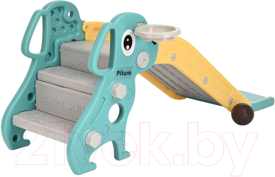 Горка-комплекс Pituso Мопсик с баскетбольным кольцом / FE-HT-XG0-green- фото3