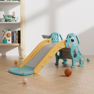 Горка-комплекс Pituso Мопсик с баскетбольным кольцом / FE-HT-XG0-green- фото8