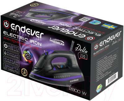 Утюг Endever Delta-230 (черный/фиолетовый)- фото5