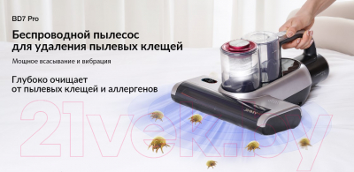Портативный пылесос Jimmy BD7 Pro (серебристый/розовый)- фото4