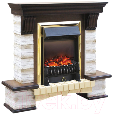 Каминокомплект Смолком Stone Montebello Corner STD-ASP + Fobos FX Brass RB-STD 5BRFX- фото2