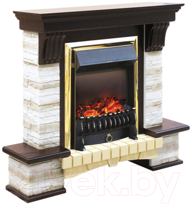 Каминокомплект Смолком Stone Montebello + Fobos FX Brass RB-STD 5BRFX- фото2
