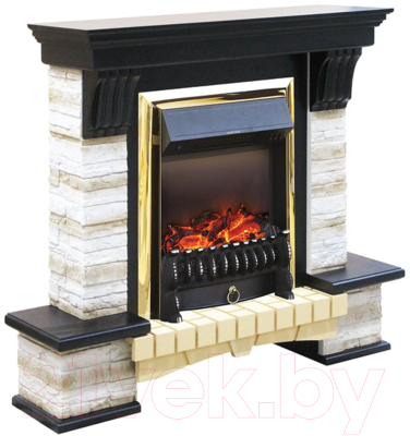 Каминокомплект Смолком Stone Montebello + Fobos FX Brass RB -STD 5BRFX- фото2