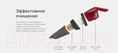 Вертикальный пылесос BQ VCA0401H (серый/красный)- фото10
