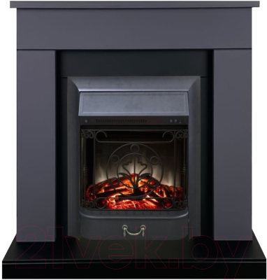 Каминокомплект Смолком Detroit STD-ASP Majestic-S LUX BL LT (серый графит/черный)