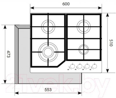 Газовая варочная панель Akpo PGA 604 HGC-T BL- фото2