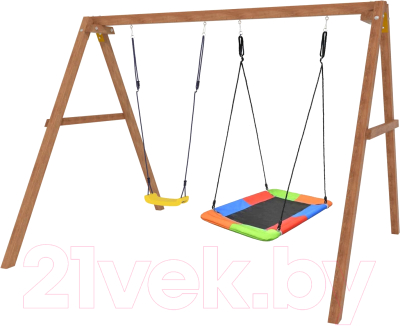 Качели National Tree Company Деревянные с гнездом Лодочка / Р911-35- фото