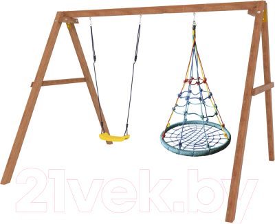 Качели National Tree Company Деревянные с гнездом с паутинкой / Р911-36- фото