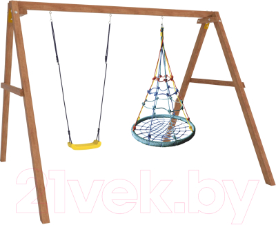 Качели National Tree Company Деревянные с гнездом с паутинкой / Р911-36- фото2