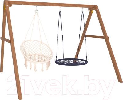 Качели National Tree Company Деревянные с подвесными креслами и гнездом 100 / Р911-40- фото2