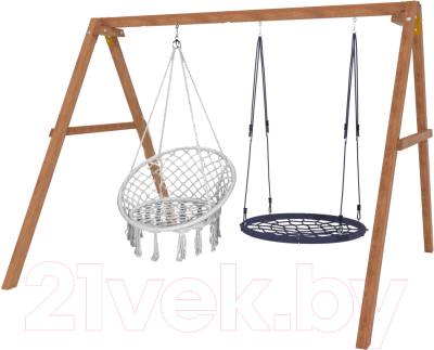 Качели National Tree Company Деревянные с подвесными креслами и гнездом 100 / Р911-41- фото
