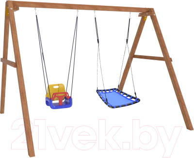 Качели National Tree Company Деревянные с гнездом Лодка и качелями со спинкой / Р911-42- фото2