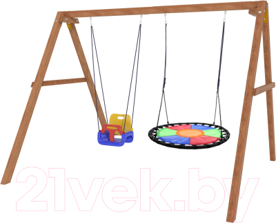 Качели National Tree Company Деревянные с гнездом Свиби FPP-S001 и кач. со спинкой / Р911-43- фото